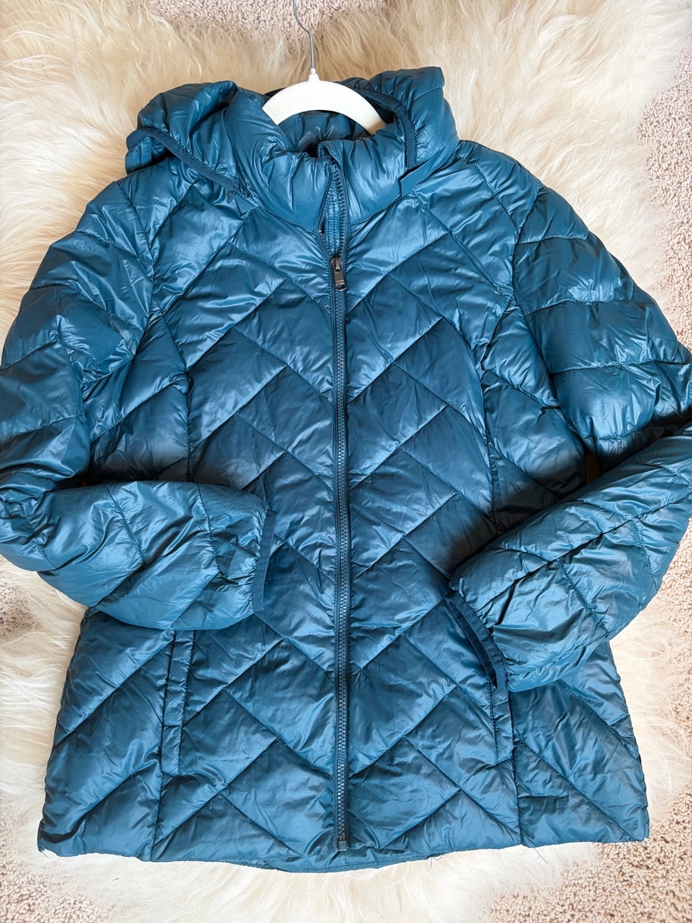London Fog Teal Quilted Hooded Packable Down Puffer Jacket - Women Size M